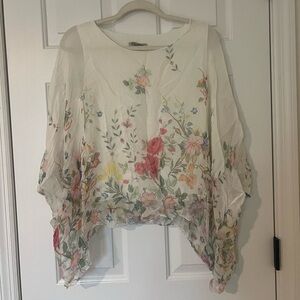 Elegant Floral Sheer Blouse